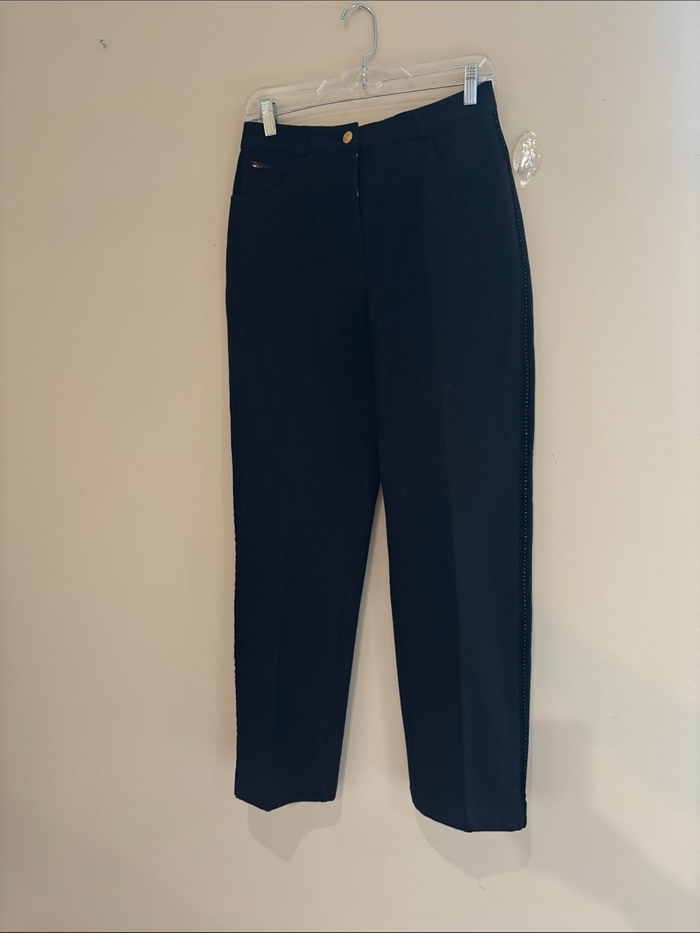 St John Sport By Marie Gray Black Classic Straight Fit emblelished side jeans - Picture 3 of 11